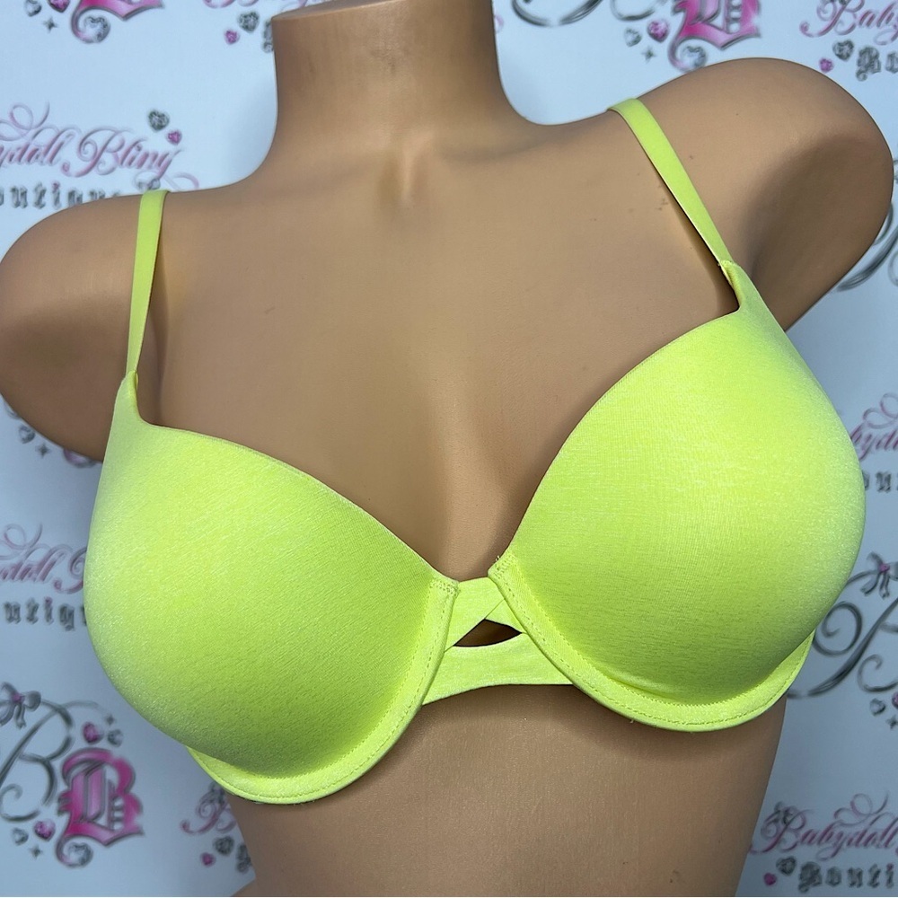Victoria secret bra neon slime green soft padded bra comfy yellow green bright